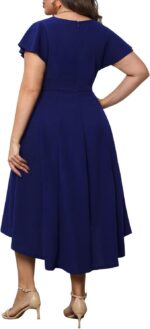 Plus Size Wedding Guest Dress Formal  Cocktail Party High Low Dresses with Pockets - Image 2