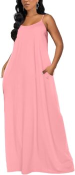 Women Maxi Dresses Summer Spaghetti Strap Dress with Pockets - Image 2