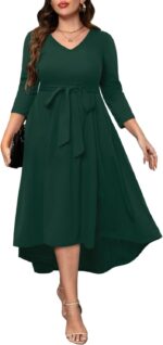 Plus Size Wedding Guest Dress Formal  Cocktail Party High Low Dresses with Pockets
