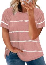 Womens-Plus-Size-Tops 1X-4X Casual Summer T Shirts Short  Side Slit Tee