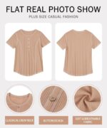 Plus Size Tops for Women Blouse Button Summer Crewneck Short  Fashion Casual T-Shirts Pullover XL-5XL - Image 2