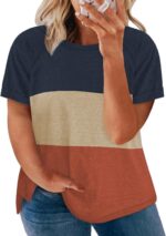 Womens-Plus-Size-Tops 1X-4X Casual Summer T Shirts Short  Side Slit Tee