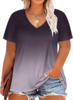 Women Plus Size Tops Tie Dye V Neck Shirt Floral Camo Summer Short  Tunic Oversized Ladies Blouse XL-5XL