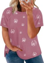 Womens-Plus-Size-Tops 1X-4X Casual Summer T Shirts Short  Side Slit Tee