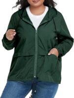 Women Plus Size Light RainCoat Jackets Packable Hooded Waterproof Windbreaker for Women - Image 2