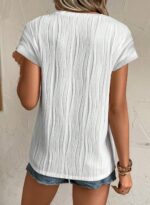 Womens Plus Size Tops Crewneck Short  Textured T Shirts Solid Casual Loose Basic Tops(1X-5X) - Image 2