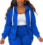Women Plus Size Casual Hoodies Sweatshirt Long Sve Full Zipper Track Top Athletic Jackets with Pocket - Image 2