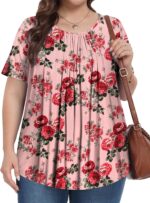 Womens Plus Size Tops Summer Shirts Tunic Short  Crew Neck Loose Fit Blouse 1X-5X - Image 2