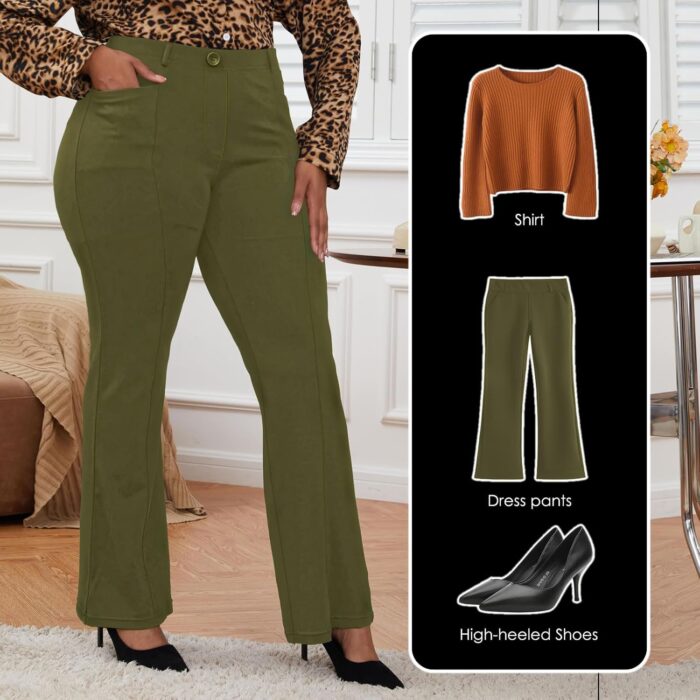 Wrinkle-Free Stretch Dress Pants Plus Size for Women Pull-on Pant Ease into Comfort Office Pant - Image 2