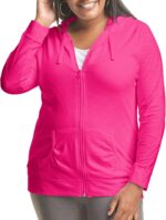 Womens Full Zip Slub Hoodie Plus Size