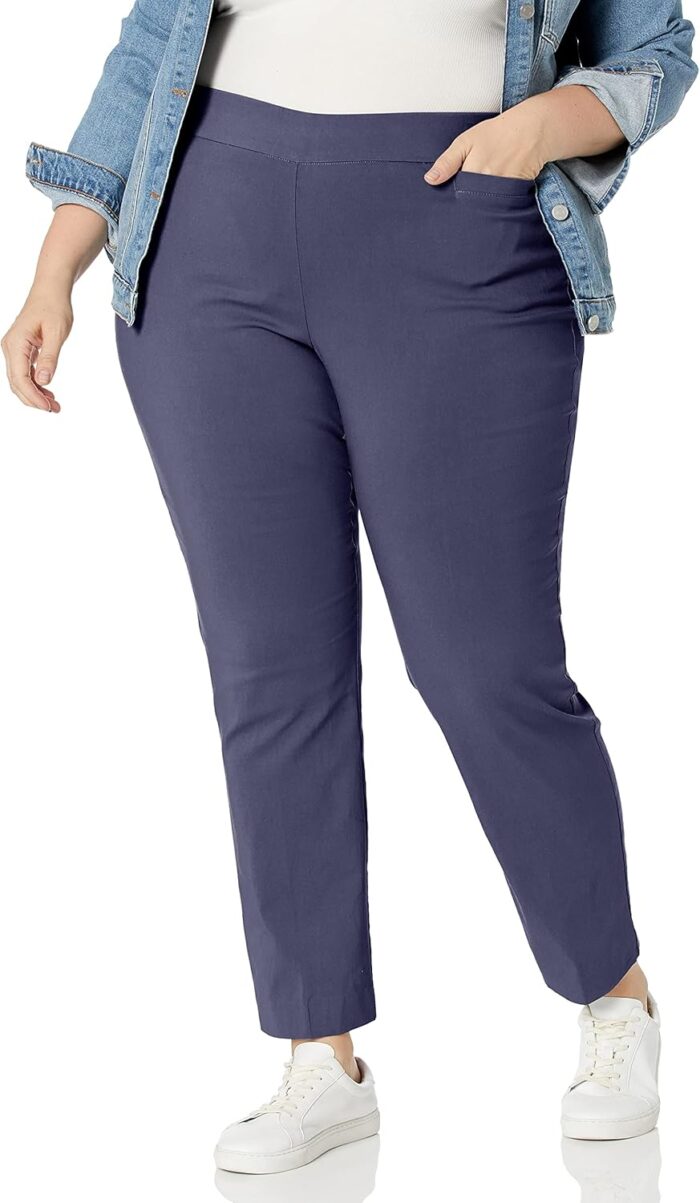 Women Plus Size Super Stretch Millenium Welt Pocket Pull on Pant - Image 1