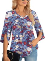 Womens Summer Plus Size 3/4  Chiffon Blouse Dressy Top V Neck Tunic Casual Work Shirt M-5XL - Image 2