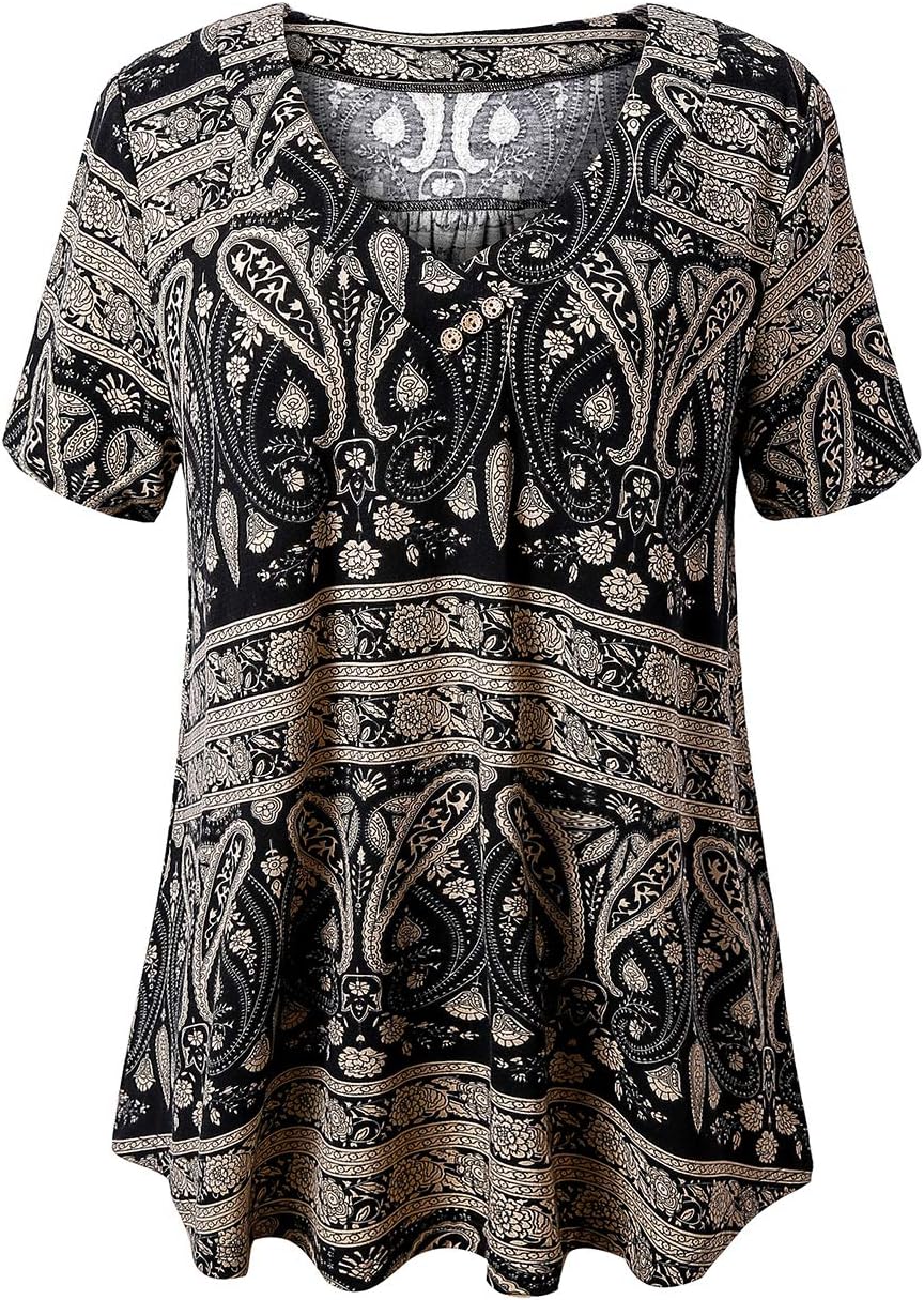 81Rp8dl6VLL._AC_SL1300_.jpg Women Plus Size Tops Short Blouses Flowy Summer Tunic Tops M-4X - Image 1