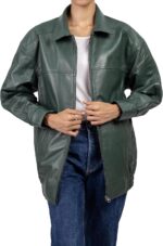 Oversized Leather Jacket Women - Lambskin Leather Fall Jacket for Womens Fashion Plus Size Outfits
