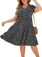 Women Plus Size Casual Summer Tiered Dresses Short  Scoop Neck Ruffle Hem Loose Fitting Midi Babydoll Dress