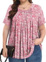 Womens Plus Size Tops Summer Shirts Tunic Short  Crew Neck Loose Fit Blouse 1X-5X