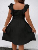 Women Plus Size Wrap Front Sweetheart Neck Ruffle Cap  Line Dress - Image 2